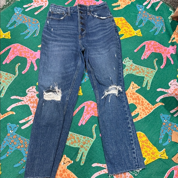 Abercrombie & Fitch Distressed Blue High Rise Jeans - Picture 2 of 8